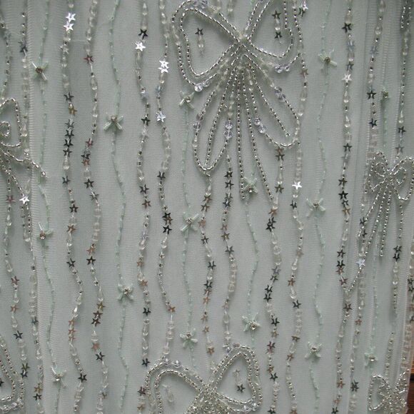 MAC DUGGAL 94129 Green Beaded Mesh Scoop Neck Fitted Gown With Bows - Picture 8 of 13